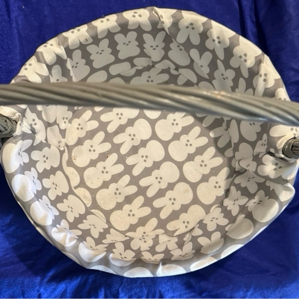 Gray & White Bunny Print Fabric Basket